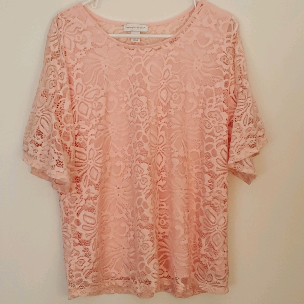 Christopher & Banks Coral Lace Top